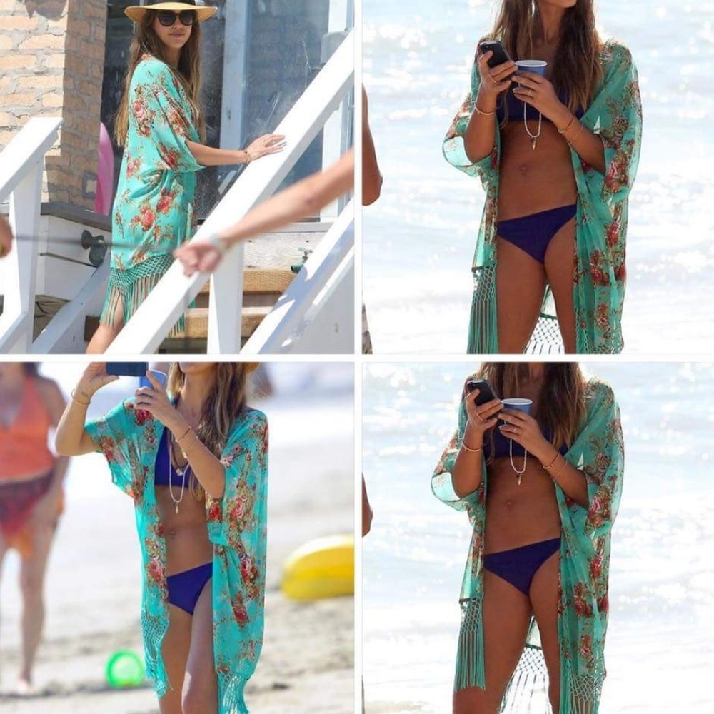 Green floral swim wrap